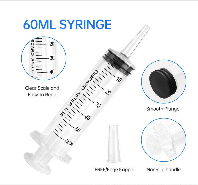 40-Pack 60ml Large Syringes with caps - Individually Sealed